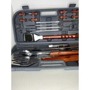 Chefmate 17 Piece Stainless Steel Bbq Tool Set With Digital Thermometer Fork